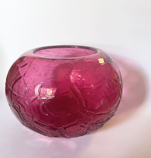 Hovedbilde glass lyslykt rosa krakelert